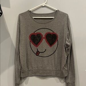 Gray Sweatshirt with Heart Eyes Emoji